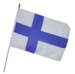 Fahne an Holzstab Finnland